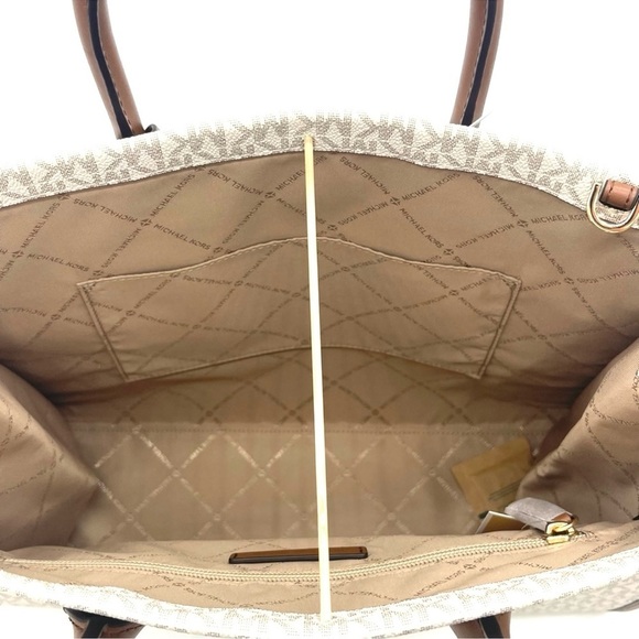 Michael Kors Mirella Medium EW Tote Bag & Trifold Wallet Vanilla/Brown (NWT) - Picture 6 of 11
